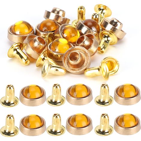 Rivets Cristal - Alliage De Zinc 8mm Jaune - Pour Cuir Vêtements Chaussures Sac - Lot De 100 Pièces (1/5)