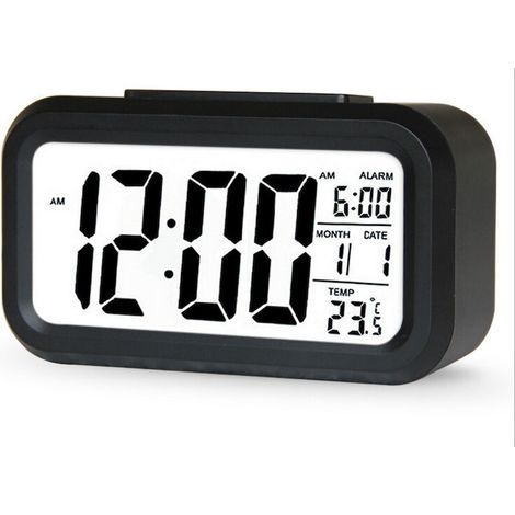 Radio-réveil numérique avec affichage de la température, grand écran, horloge pour chambre et bureau