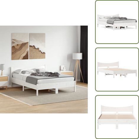 Letto con doghe - vidaXL Letto senza Materasso Bianco 140x190 cm Legno Massello di Pino - Letto moderno