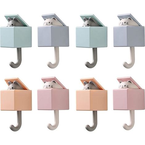 Gancho Adhesivo Multiusos - 10,5 x 5 cm - Para Llaves, Accesorios y Toallas - Reutilizable y Sin Residuos - Set de 8 Unidades (1/5)