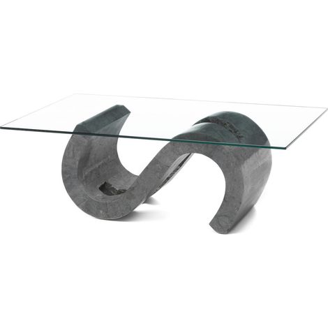 Flexus Table basse (120 x 70 Transparent) en verre trempé gris
