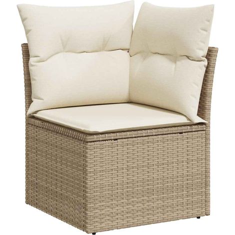 Maison Exclusive - Garten-Ecksofa mit Kissen Beige Poly Rattan