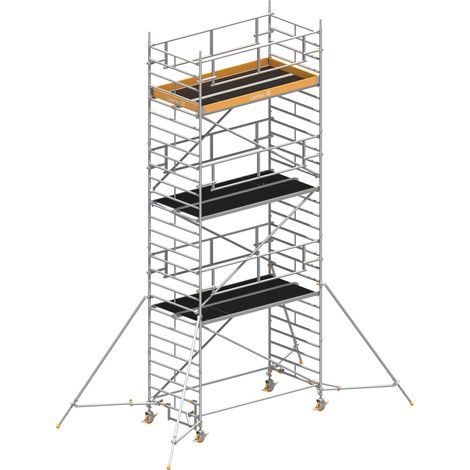 Layher Rollgerüst Uni Breit P2 Safety Plus mit Doppelgeländer und ausziehbaren Gerüststützen 8,20m AH (1/3)
