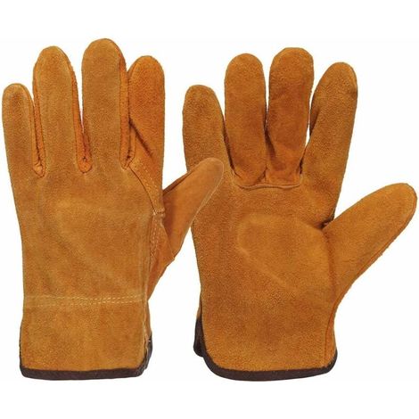 SHINING HOUSE Arbeitshandschuhe Flammhemmende Lederschweißhandschuhe Anti-Hitze-Arbeitsschutzhandschuhe zum Schweißen Metallschutzhandschuhe zum Schweißen (Größe: 25 cm) (1/5)