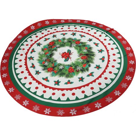 Nappe ronde de Noël 152 cm (59,84 po) style rustique, décoration de cuisine de ferme, en polyester lavable, idéale pour les fêtes d'hiver YZB(201) (1/5)