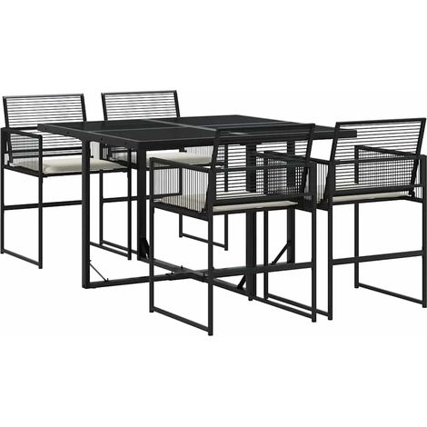 Maison Exclusive - 5-tlg. Garten-Essgruppe mit Kissen Schwarz Pol