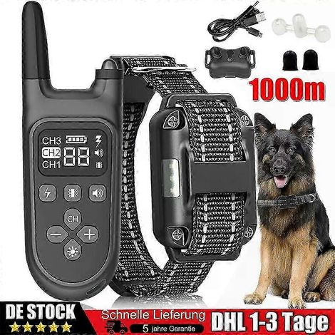 1000M Hund Ausbildung Stromschlag Erziehungshalsband Hunde Vibration Ton e-Shock (1/5)