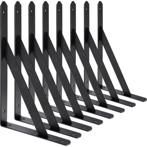 Équerres étagères murales 200mm x 120mm – Lot de 8 supports triangulaires en acier antirouille – Capacité de charge 30 kg – Pour étagères lourdes (1/5)