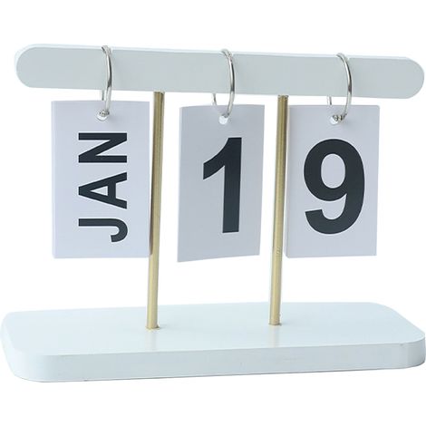 Calendrier à feuilles perpétuelles en bois blanc pour bureau, bibliothèque, maison – Calendrier de bureau design à retournement quotidien (1/5)