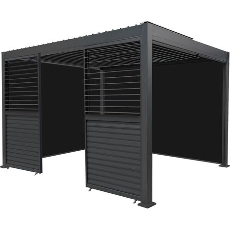 Aluminium Pergola With Anthracite Blinds & 2 Shutter Panels - 3m (1/5)
