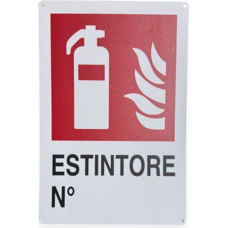 Cartello Estintore 30x20 cm con 4 Fori e Adesivi Posteriori 884906