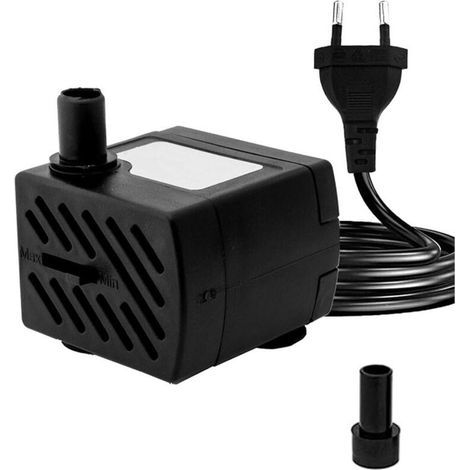 Mini pompe submersible ultra silencieuse avec câble d'alimentation de 1,3 m, avec 1 buse pour fontaine, aquarium, jardin d'étang, prise européenne 180 l/h 3 W (1/5)