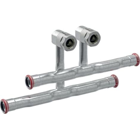 Geberit Mapress Acero al carbono Juego de tes de conexión para alimentación y retorno, con racor de conexión para eurocono, DN 15 / 12, 24046