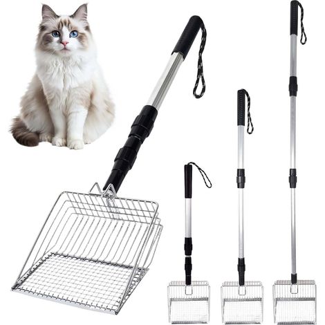 Pelle à Déjections de Poulet, Accessoires pour Poulailler, Pelle Tamis pour Poulailler, Manche Télescopique Réglable, Pelles pour Nettoyer Poulaillers, Litières de Chats et Petits Animaux (1/5)