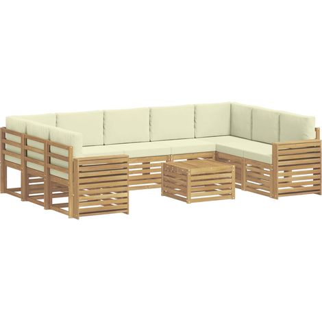 Ensemble de canapés d'extérieur 10 pc Blanc et crème Polyester vidaXL (1/5)
