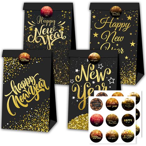 Sacs de fête du Nouvel An, sacs cadeaux pour la bonne année 2025, emballages décoratifs pour célébrations et festivités