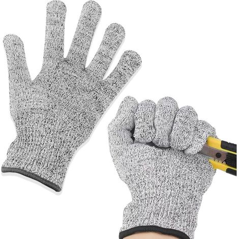 Gants Anti-coupures Protection de niveau 5 pour la coupe, la cuisson, le travail dans les jardins, la sculpture sur bois GL02 M（Taille L） (1/4)