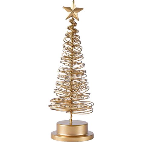 Lampe De Table En Forme D Arbre De Noël - 30 Led - Alimentée Par Piles - Or - Pour Chambre Escalier Bureau - 1 Pièce (1/5)
