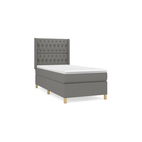 Sommier à lattes de lit avec matelas Gris foncé 100x200 Tissu (1/5)