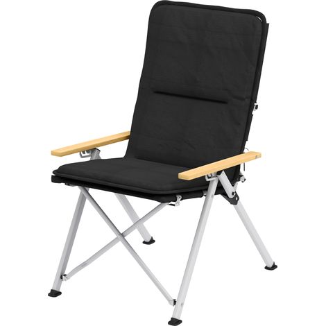 Chaise de camping pliante dossier haut coussin amovible sac transport noir 59x67x96cm