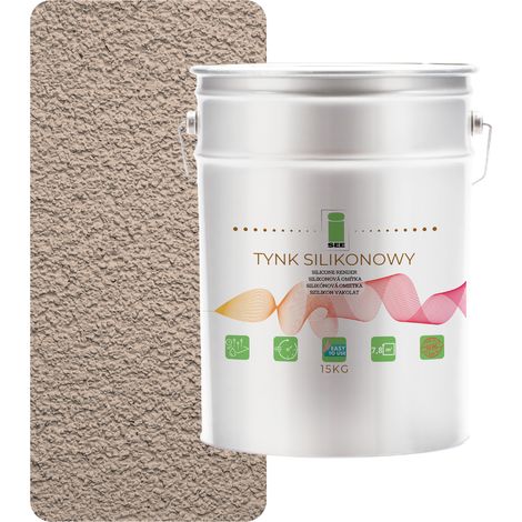 Silikonputz für Außenfassaden, Beige-Perlmutt, 1,5 mm Premium, 15 kg