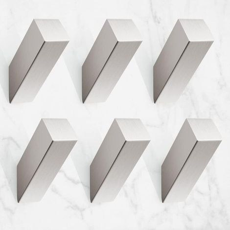 Set of 6 brushed nickel stainless steel towel hooks, modern and sturdy wall hooks, silver bathrobe hook for bathroom, living room, hotel style, wall mounting (1/4)