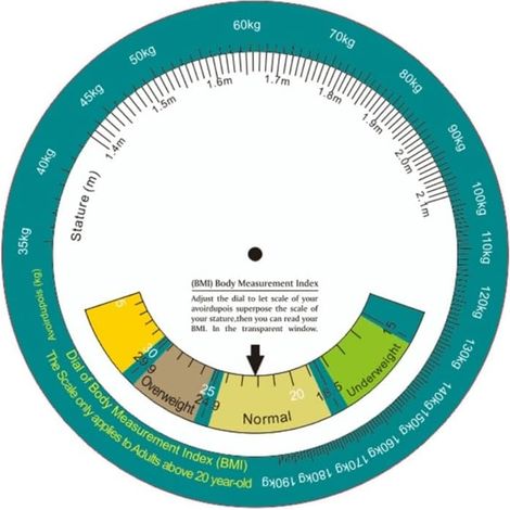 BMI-Rechner – 1 Stück – Papier – Körpermasseindex-Messung – Erwachsene – 15 cm (1/5)