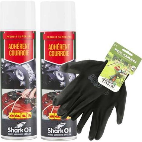 Adhérent courroies tondeuse 400 ml Shark Oil par 2 + gants multi-services (1/5)