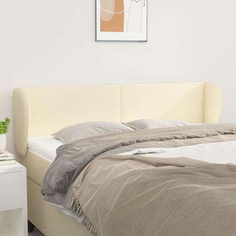 Tête lit de avec oreilles pour lit double, Cadre de lit, Tableau décoratif de chevet Crème 147x23x78/88 cm Similicuir CDE58462 (1/5)
