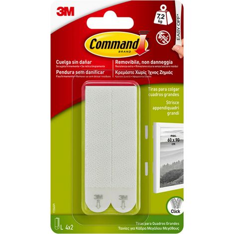 Blister de 4 bandes d'accrochage de tableaux 7,2 kg 17206 command 3m