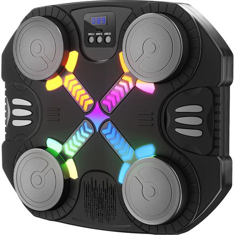 Machine de Boxe Musicale Jouet de Sport pour Enfants - Cible Bluetooth Murale avec lumières et Son, Cadeau pour garçons et Filles âgés de 3 à 12 Ans (Noir) (1/5)