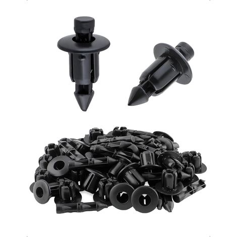 Lot de 50 Pièces 6MM Clips de Carénage Rivet en Plastique, Clips Fixation Panneau Garniture Voiture Moto Vélo Universelles, Fixations Pare-Chocs Porte Fender Push Attaches Pièces Remplacement (1/5)