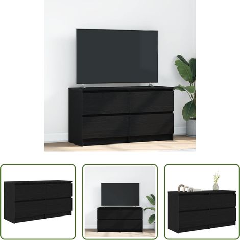 Rangement salon - Meuble TV noir 100x35x54 cm bois d'ingénierie (1/5)