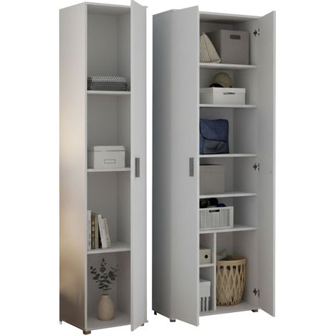 Armadio Multiuso Grande Casciano, Modulabile, 9 Ripiani, 3 Ante, 100x190h cm Bianco