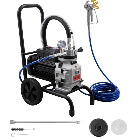Pulvérisateur de Peinture sans Air à Membrane, Système de Pulvérisation de Peinture Airless 1500 W, pour Décor Intérieure Extérieure, Haute Pression 19,31 MPa, avec Chariot, Rallonge et Brosse (1/5)