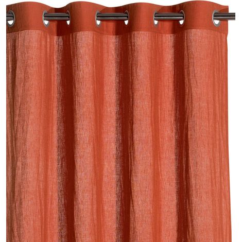 VIVARAISE - Rideau Vivaraise Zeff en lin 100% - Taille 140 x 280 cm - Couleur Rooibos (1/2)