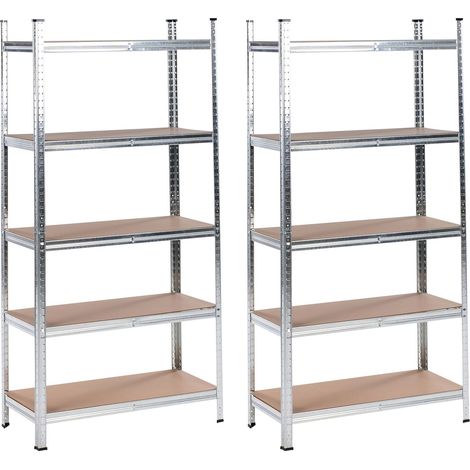 Set di 2 scaffali in metallo per giardino, garage 5 mensole argento Xitta