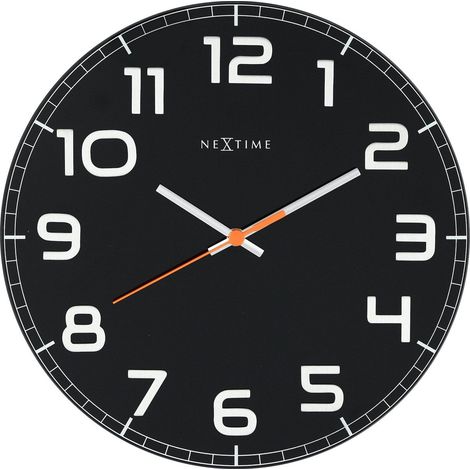 Horloge murale ronde en verre silencieuse sans tic-tac avec chiffres en métal Ø 30 cm - PANGIVO