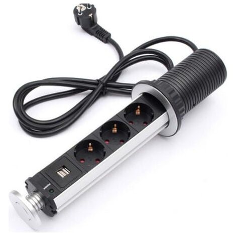 Presa elettrica per piano di lavoro, scrivania, base emergente, presa USB da tavolo presa da tavolo nascosta standard europeo (3 prese) (1/3)