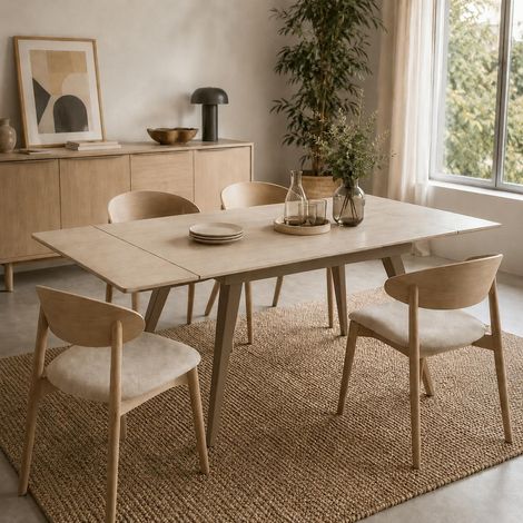 Table céramique extensible décor travertin 120-180 cm LORA (1/5)