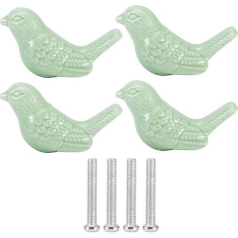 4 Set Oiseau Forme en Céramique Boutons DIY Porte Tiroir Armoire Tirez Poignée Meubles Accessoires Meubles Cuisine Poignée Boutons et tire Cabinet Bouton(vert). (1/5)