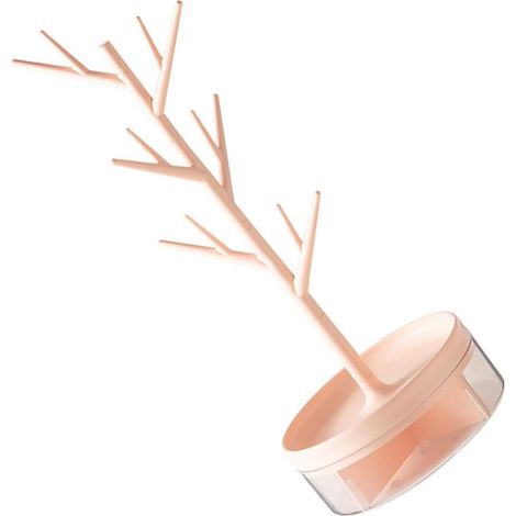 Présentoir à Bijoux Organisateur Compact et Protecteur Rose en Plastique pour Colliers et Boucles D'oreilles pour Table de Chevet (1/5)