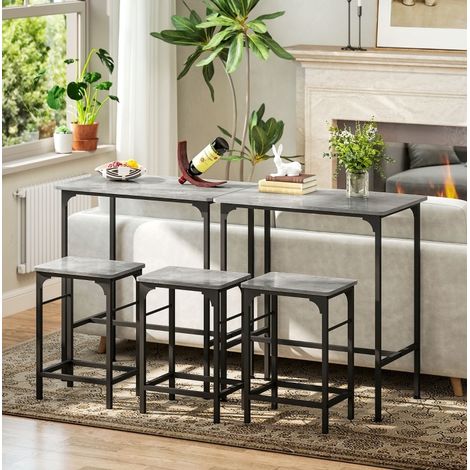 Set tavolo alto con 2 sgabelli in acciaio grigio OKMYHOME