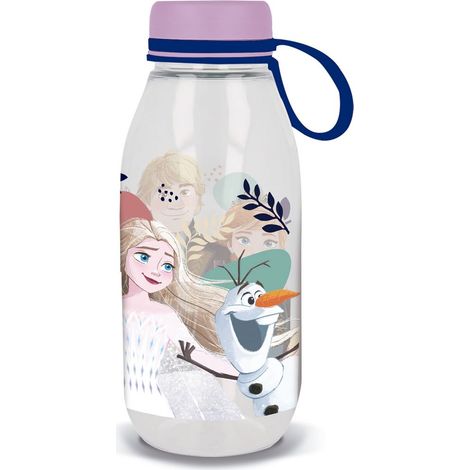 Disney Borraccia Ecozen trasparente per bambine in tritan Frozen Elsa e Anna 460 ml con cappuccio e manico in silicone
