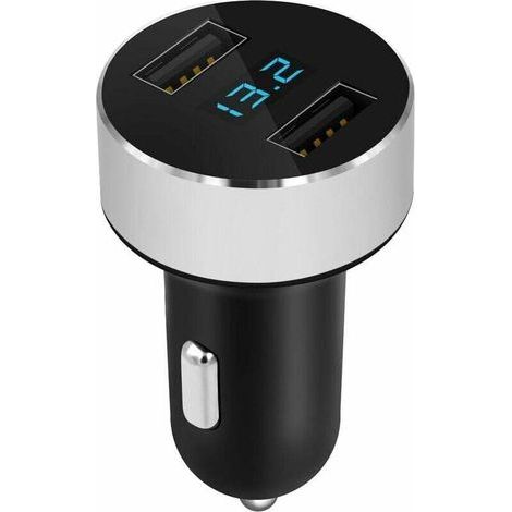 Cargador de mechero mini - 2 puertos USB Carga rápida 3,0 A/V Función contador Indicador LED del nivel de batería - Compatibilidad universal (1/4)