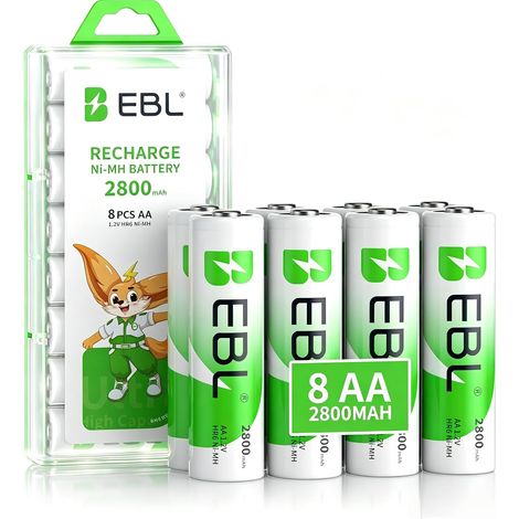 8PCS Piles Rechargeables AA, AA HR6 1,2V Ni-MH Piles Rechargeables, Cycles de Recharge 1200 Tech, pour Manettes de Jeu, Souris sans Fils, Jouet, LAmpe Torche, etc. (1/5)