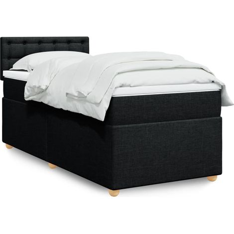 Cama box spring individual con colchón tela negro