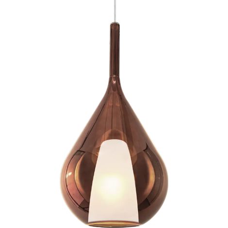 Sospensione Contemporanea Kalique Vetro Rame Bianco E Cromo 1 Luce E27 H59Cm (1/3)