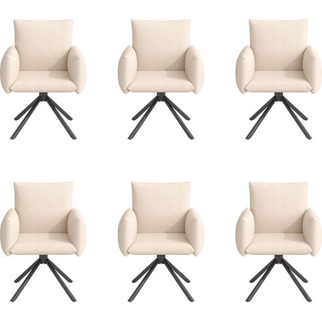 GagaLot de 6 chaises de salle à manger pivotantes 360° beige (1/5)