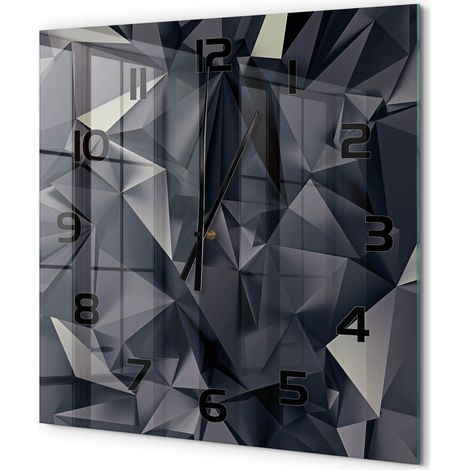Grande Horloge Murale Carrée Originale Verre Trempé Décoration Maison Moderne Arrière-plan abstrait 60x60 cm (1/5)